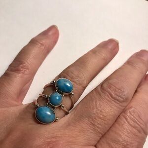 Larimar Stamped 925 Sterling Silver Ring